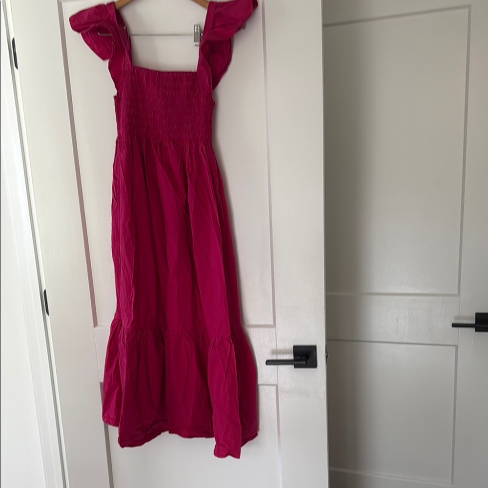 Red Maxi Sundress with Flutter Cap Sleeves and Square Neck